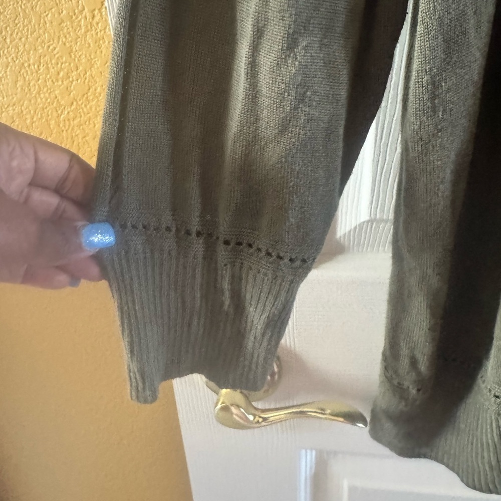 Olive Green Women's Cardigan - Picture 3 of 9